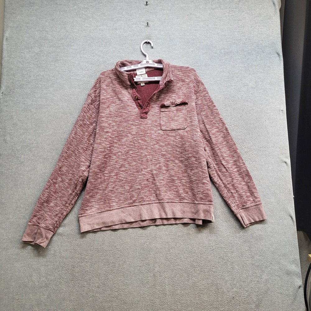 Lucky Brand Men Sweater 2XL Red Polo Long Sleeve Pocket